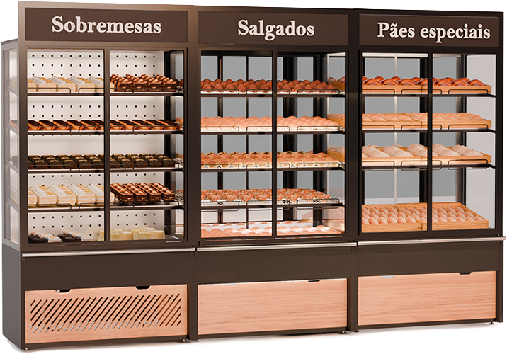 Módulos Frio, Quente e Seco do Autosserviço para Padaria